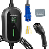 Coolladen 7.4KW portatile EV caricabatterie 1 Fase 32A Tipo 2 Elettrico Veicolo caricabatterie, 8H Ricarica programmata,4 livelli regolabile corrente ricarica stazione con CEE spina