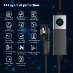 Coolladen Mobile Wallbox WiFi con APP, Ricarica Fino a 11kW, Caricatore EV Tipo 2, Cavo da 5M, Display Touchscreen, Dimensione Corrente Regolabile con Schuko 16A/CEE 16A Rosso