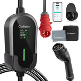 Cavo di ricarica EV portatile Coolladen 11 kW Tipo 2 (16A trifase) con controllo via app – ricarica programmata, corrente regolabile, RCD Tipo B, supporto a parete e borsa per il trasporto inclusi