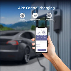 Coolladen Mobile Wallbox WiFi con APP, ricarica fino a 22kW, caricabatterie EV tipo 2, cavo da 5M, display touchscreen, dimensione corrente regolabile con Schuko 16A/CEE 32A Rosso/CEE 16A Rosso/CEE 32A Blu