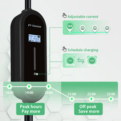 Coolladen Caricatore EV Portatile 3,6 kW | Tipo 2 a Spina Schuko | Corrente Regolabile 16A | Ricarica Ritardata 1-12H | Cavo 5m/10m