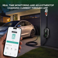 Cavo di ricarica EV portatile Coolladen 11 kW Tipo 2 (16A trifase) con controllo via app – ricarica programmata, corrente regolabile, RCD Tipo B, supporto a parete e borsa per il trasporto inclusi