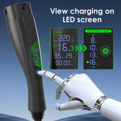 Coolladen 3.6kW Portable EV Charger | 16A Schuko to Type 2 | Integrated Single-Piece Design | Adjustable Current (5m/10m)