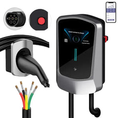Coolladen EV 11kW Wallbox Stazione di ricarica Tipo 2 con APP intelligente , 16A Stazione di ricarica domestica,5m Cavo di ricarica rapida EV ad alta corrente