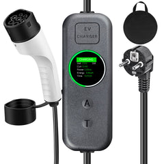 Coolladen 3.5kW Caricatore EV Portatile | 16A Schuko da Type 2 Wallbox Mobile | Corrente Regolabile | Ricarica Temporizzata Precisa 1-12H e Ritardo