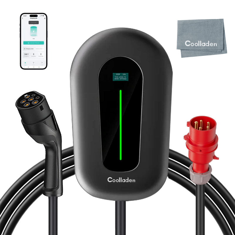 Coolladen 22kW Wallbox Smart App Type2 Caricatore EV 400V 32A, Corrente Regolabile Home Stazione di Ricarica EV Per Veicoli Elettrici EVSE