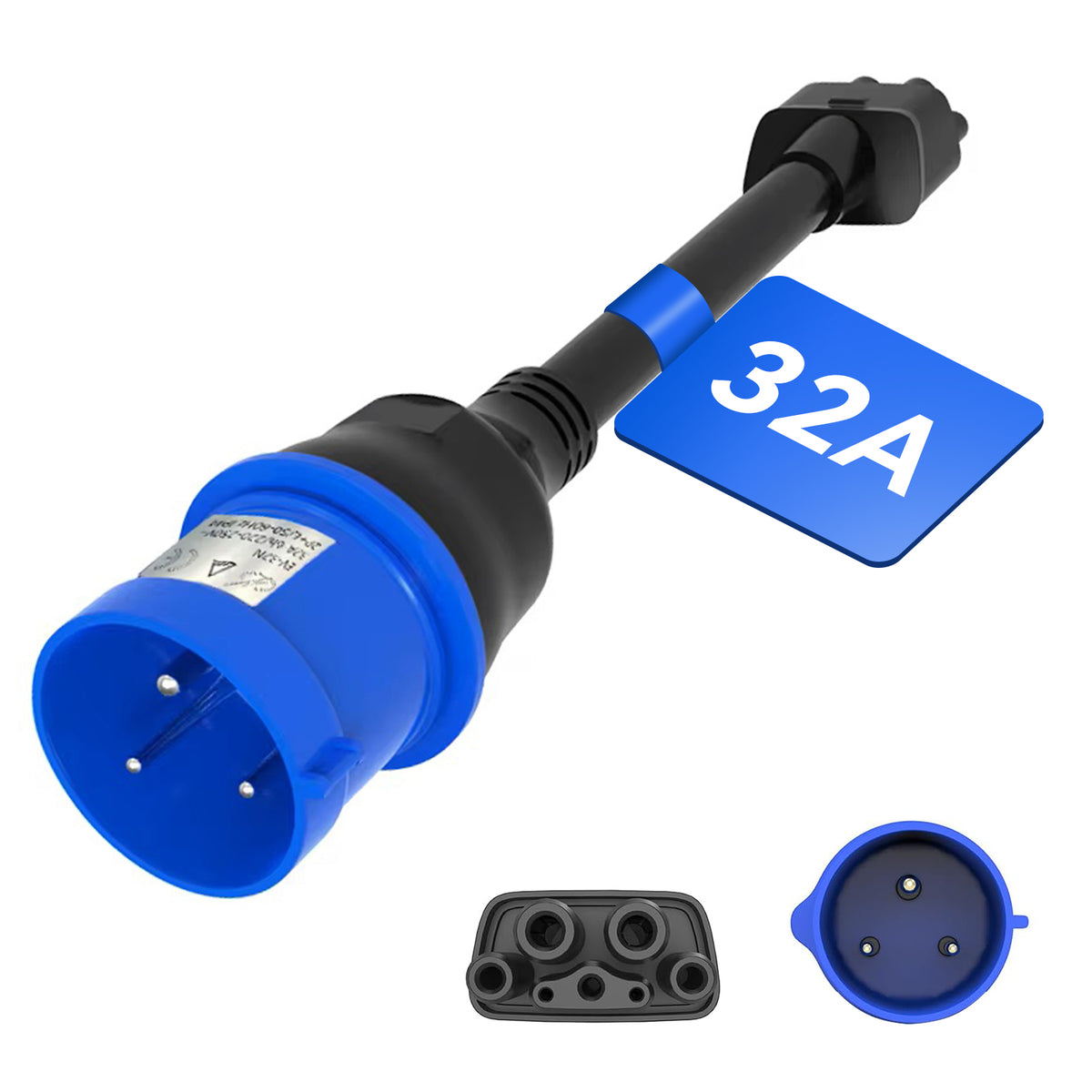 Adattatore CEE blu a 3 pin per caricabatterie mobile Tesla Gen 2, cavo di prolunga per caricabatterie portatile EV a presa da 240 V a 32 A, compatibile con Tesla modello 3/S/X/Y