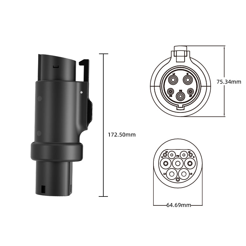 Tipo 2A J1772 Adattatore Caricatore EV 16A / 32A Connettore di Ricarica per Veicoli Elettrici