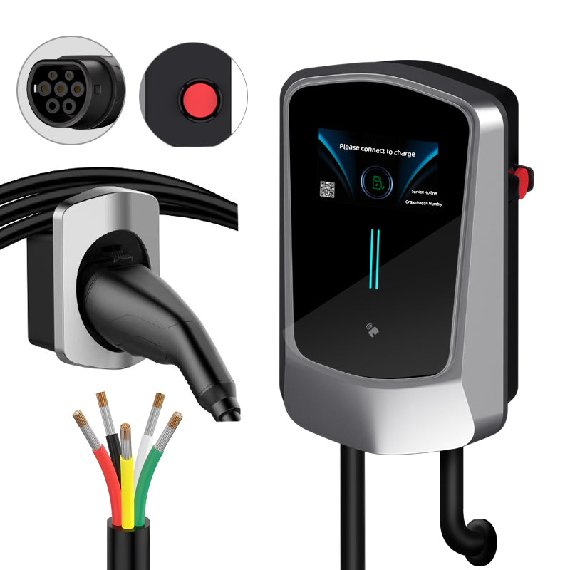 Cool shop Caricabatterie per veicoli elettrici Smart App tipo 2 da 11kW Home Charging Station CE &amp; TÜV Wallbox 5 m Cavo di ricarica con supporto caricabatteria Controllo App per tutti i veicoli elettrici e PHEV