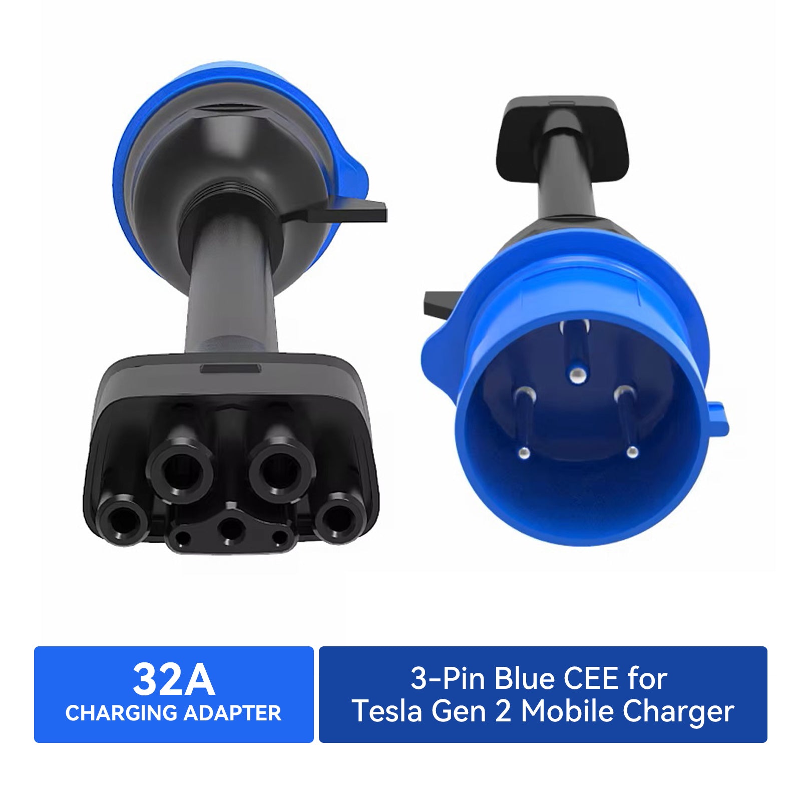 Adattatore CEE blu a 3 pin per caricabatterie mobile Tesla Gen 2, cavo di prolunga per caricabatterie portatile EV a presa da 240 V a 32 A, compatibile con Tesla modello 3/S/X/Y