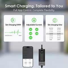 Coolladen Caricatore EV Smart 11kW APP e WiFi | cavo di ricarica CEE trifase 16A | Tipo B RCD di sicurezza