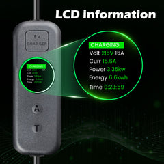 Coolladen 3.5kW Caricatore EV Portatile | 16A Schuko da Type 2 Wallbox Mobile | Corrente Regolabile | Ricarica Temporizzata Precisa 1-12H e Ritardo