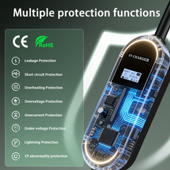 Coolladen Caricatore EV 7,4kW | spina CEE 32A a Type 2 wallbox mobile | Corrente regolabile e timer 1-12H